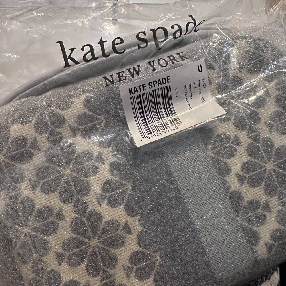 NWT! New! Kate Spade Spade Flower Jacquard Everything Mini Camera Bag Blue Multi - Picture 7 of 8